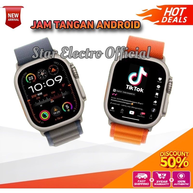TERLARIS Jam Tangan Android Pintar Layar Sentuh Anti Air Smartwatch Pria Wanita Unisex Bisa Watshapp