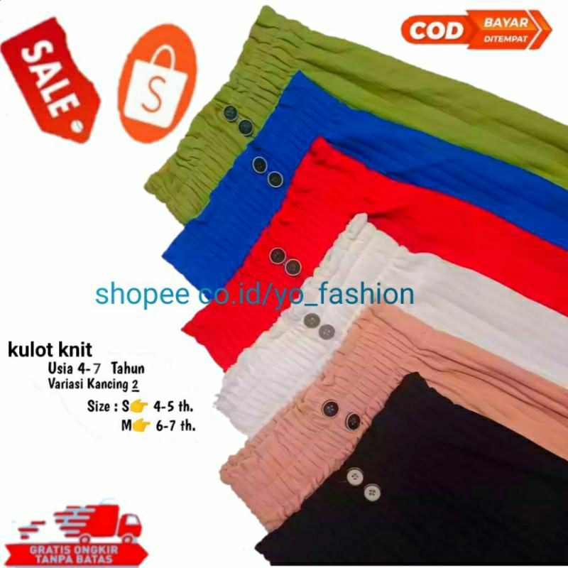 celana kulot knit anak 4-10 tahun / kulot anak perempuan / celana kulot knit anak perempuan