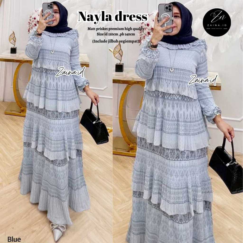 Nayla Dress Muslim Wanita Set Jilbab By Zaina.id