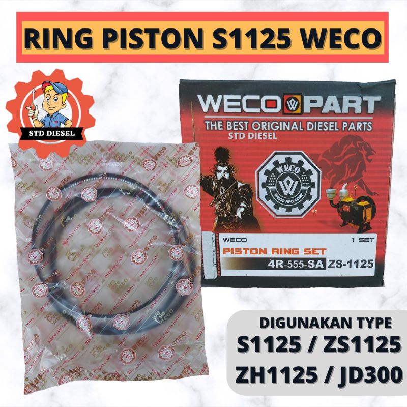 RING PISTON MERK WECO S1125 ZH1125 ZS1125 JD1125 1125 28 HP PK MERK WICO WEKO 4 RENG SEKER SEHER S11