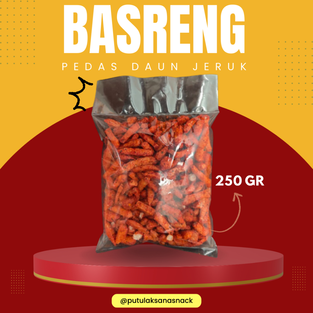 

Basreng Pedas Daun Jeruk 250 GR Baso Goreng Stik