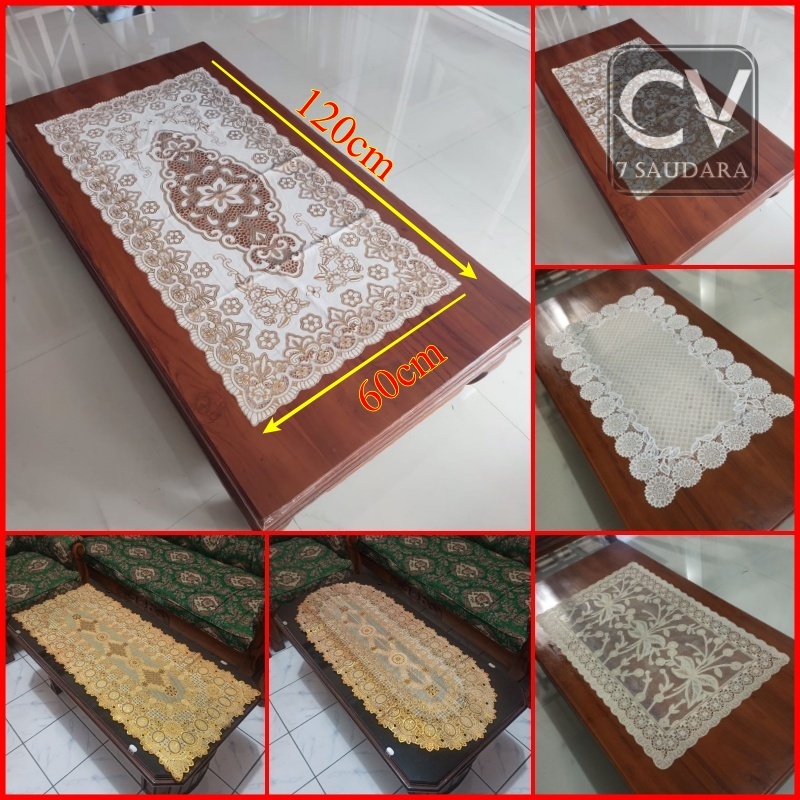 Taplak Meja Tamu Vinyl Karet 100x50cm / 100x60cm / 125x60cm / 120x50 Spon Kotak Oval Besar Motif Min