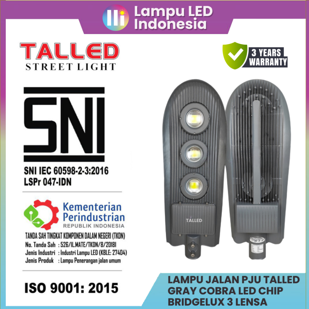 LAMPU JALAN PJU TALLED GRAY COBRA LED CHIP BRIDGELUX 3 LENSA  TALLED - 20WATT