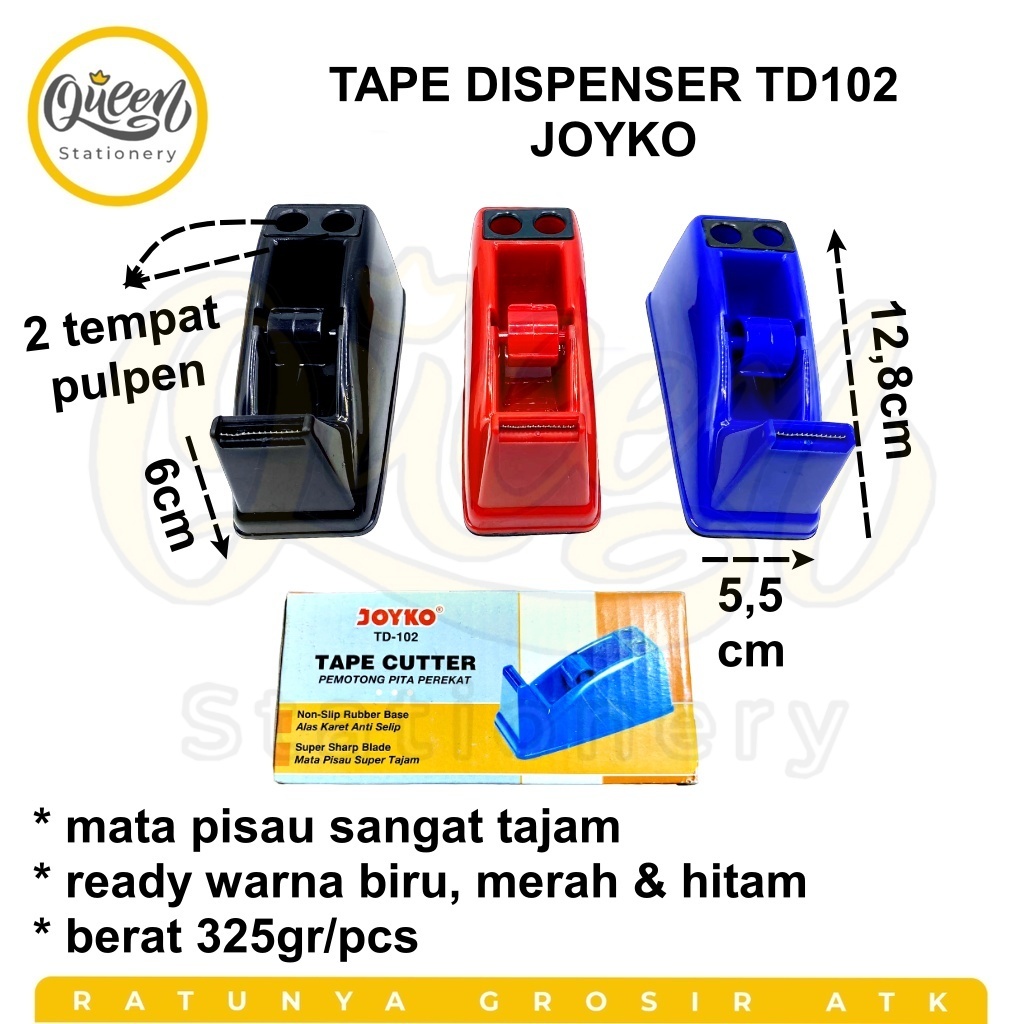 

1 PCS TAPE DISPENSER TD102 JOYKO WADAH ISOLASI TAPE CUTTER PEMOTONG ISOLASI KECIL (010178)