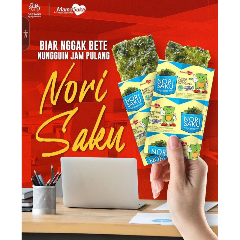 

Promo ! 1 renceng isi 10 mamasuka nori saku nori kering panggang