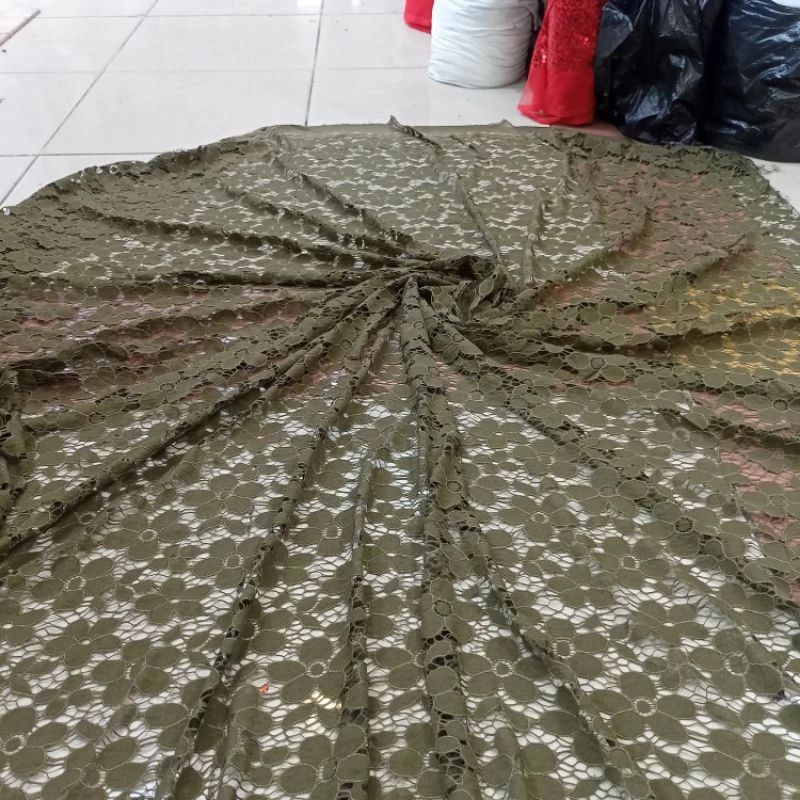 Bahan/Kain Kebaya Brokat Katun Garment Korea | Brokat Katun Bahan Adem Lembut