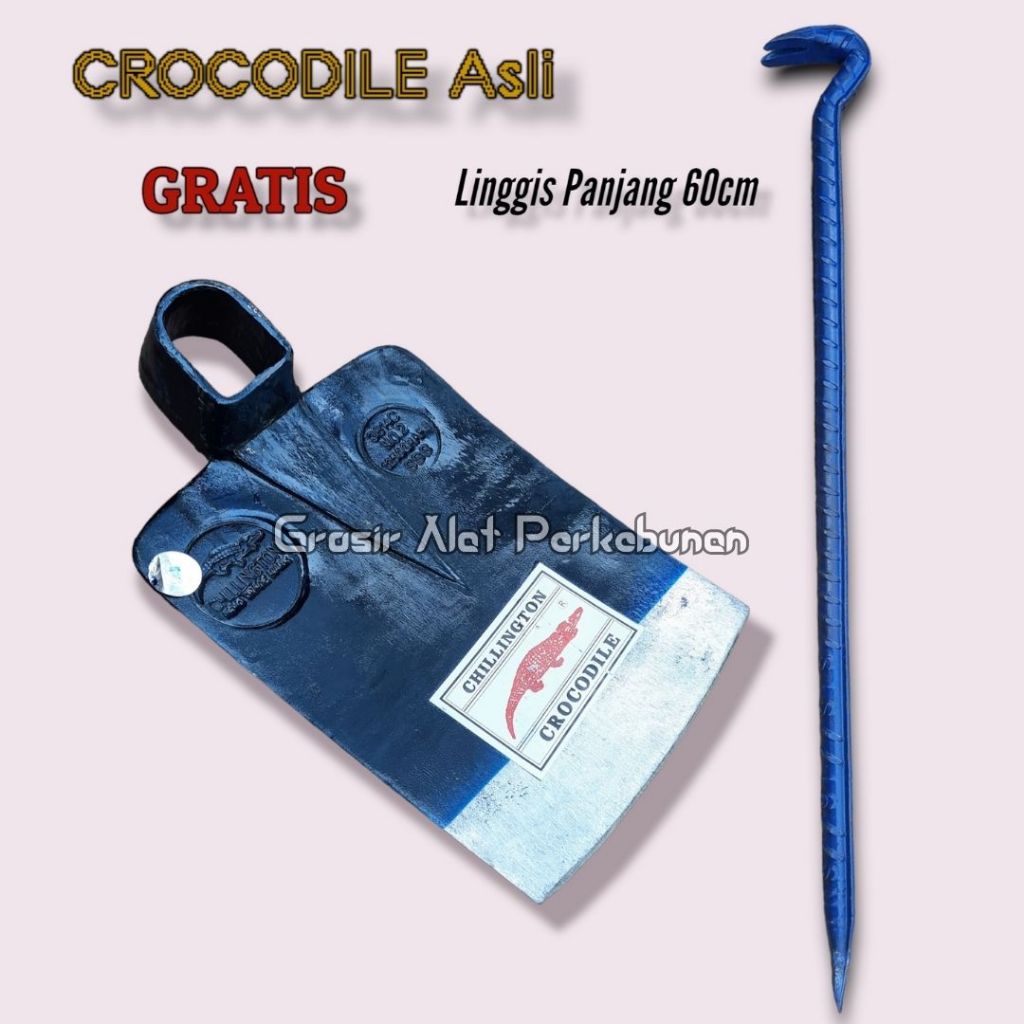 BONUS LINGGIS Cangkul Cap Buaya Original Produk Import - PROMO Pacul Sawah Anti Lengket Tajam Tebal 