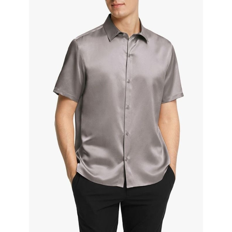 Baju Kemeja Pria Satin - Baju koko pria silk couple kemeja katun kondangan custom ukuran