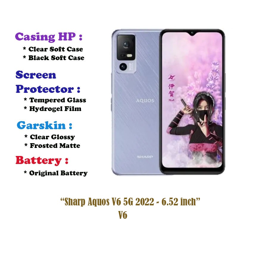 Sharp Aquos V6 5G 2022 - 6.52 inch - Case - Screen Protector - Battery - Dll