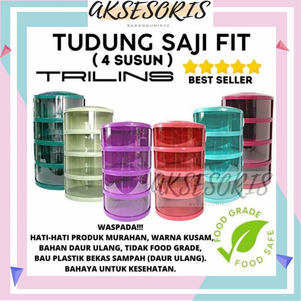 TUDUNG SAJI FIT TRILINS BELUM RAKIT / TUDUNG SAJI 4 SUSUN TRILINS / TUDUNG SAJI SUSUN 4 LEBIH TEBAL 