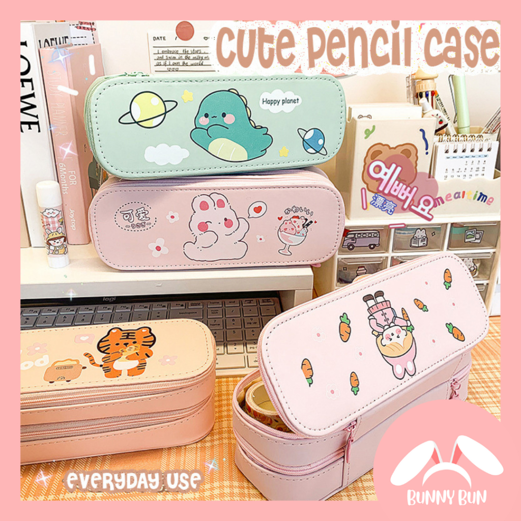 

/ Pencil Case PREMIUM Karakter, Kotak Pensil Lucu 2 Tingkat, Alat Tulis
