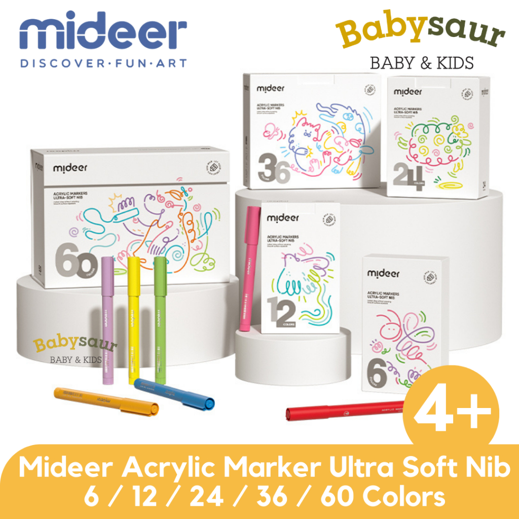 

Mideer Acrylic Marker Ultra Soft Nib Spidol Warna Menggambar Mewarnai Alat Sekolah Anak 4+