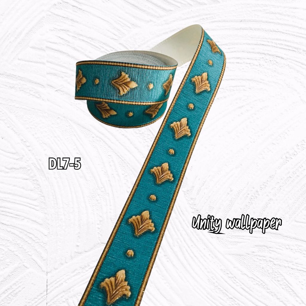 BORDERLIST PEMBATAS WALLPAPER LIST KLASIK HIJAU TIMBUL