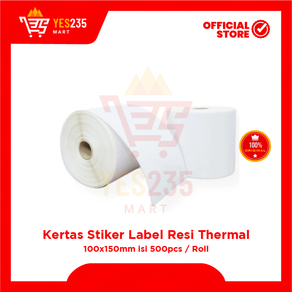 

Kertas Stiker Label Resi Thermal 100x150mm isi 500pcs/ROLL