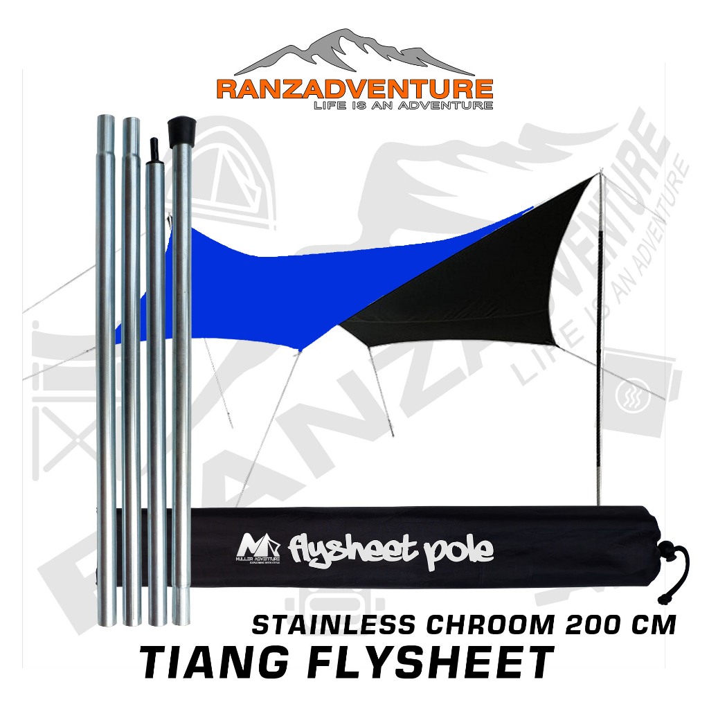 tiang flysheet stainless chroom 1 tiang besi 200cm untuk pasang flysheet - 1 tiang