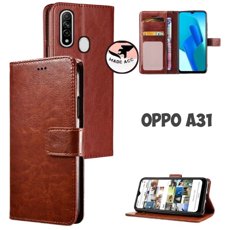 OPPO A31 casing dompet flip cover leather case kulit premium