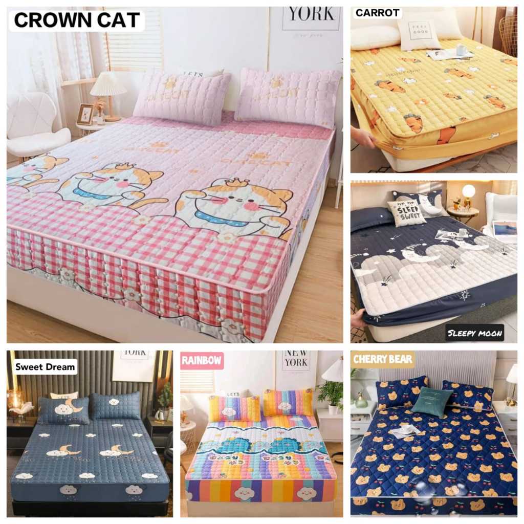 Sprei Waterproof Quilt Import Anti Air Ompol Debu Tungau  180x200x25 Motif l Seprei Bayi Anak Dewasa