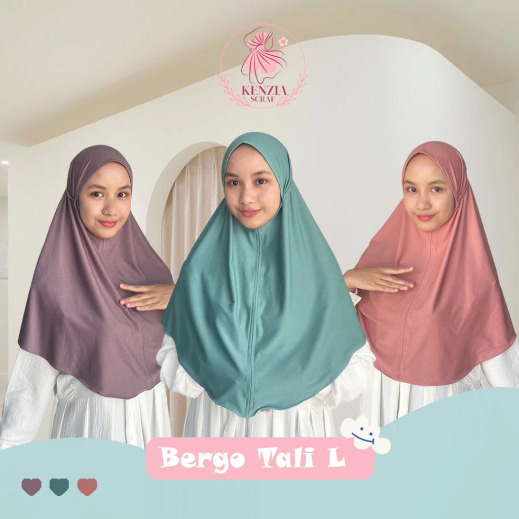 Jilbab Instan Tali Size  L /Hijab Bergo Tali L/Bergo Maryam