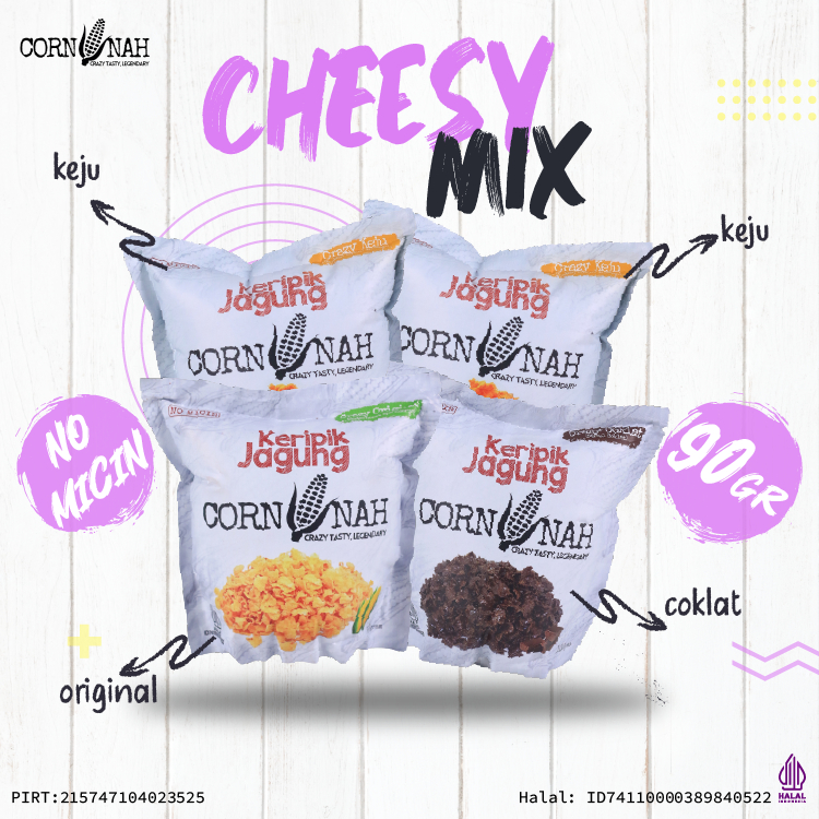 

Cornnah - Bundling Cheesy Mix Double Keju Satu Coklat dan Original