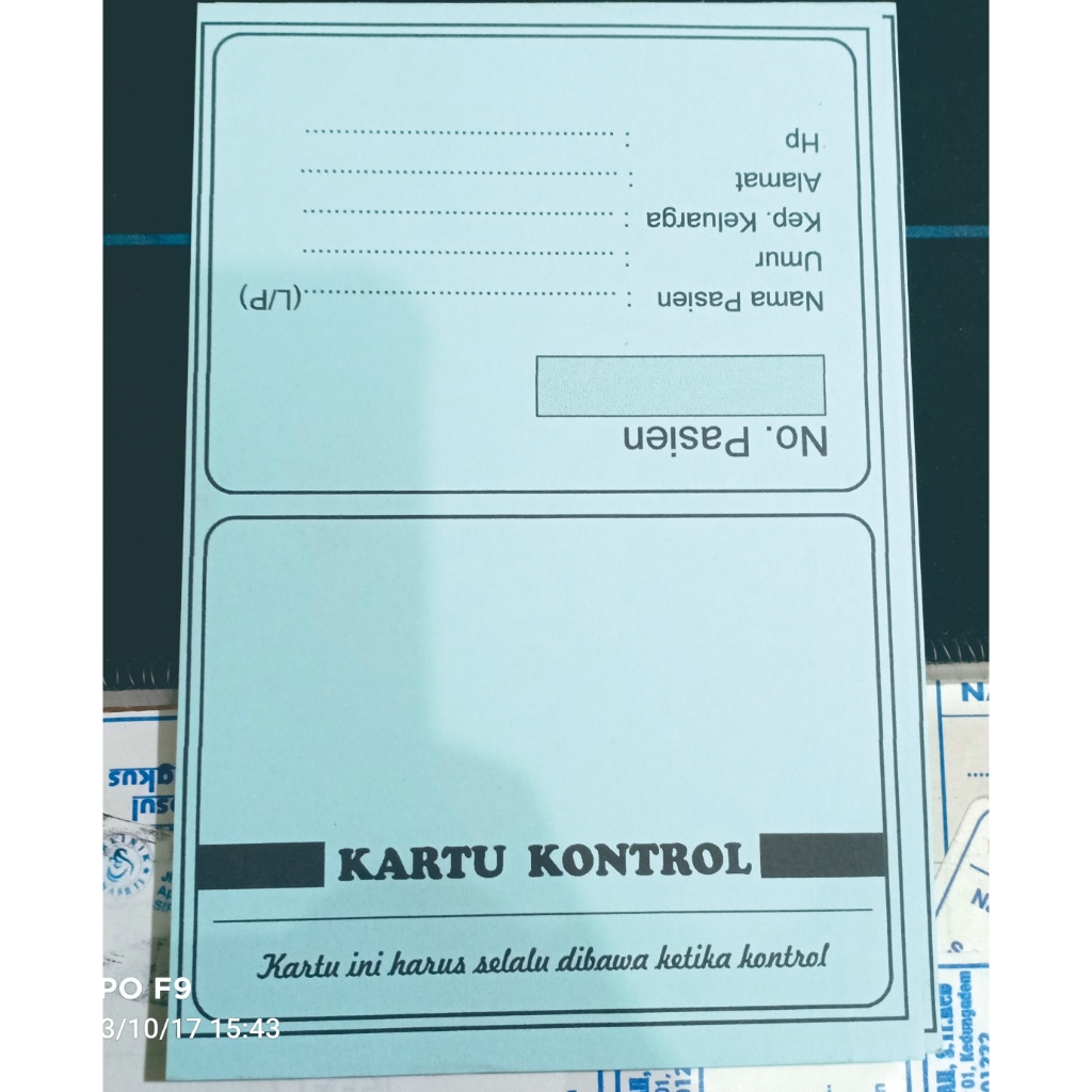 

KARTU KONTROL KLINIK / DOKTER / BIDAN / PERAWAT