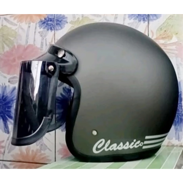 HELM BOGO RETRO DEWASA FULL LEHER UNTUK PRIA DAN WANITA / HELM MURAH KUALITAS PREMIUM READY KACA DAT