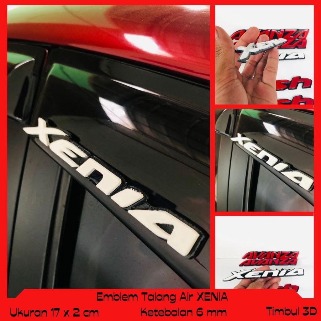 AKSESORIS TALANG AIR BUAT MOBIL XENIA / EMBLEM TIMBUL 3 DIMENSI UNTUK VARIASI TALANG AIR MOBIL 1 SET / 2 PASANG / 4 PCS