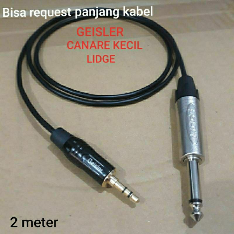 kabel Canare 2 meter hp ke mixer jack trs 3,5 mm to akai  ts 6,5 mm