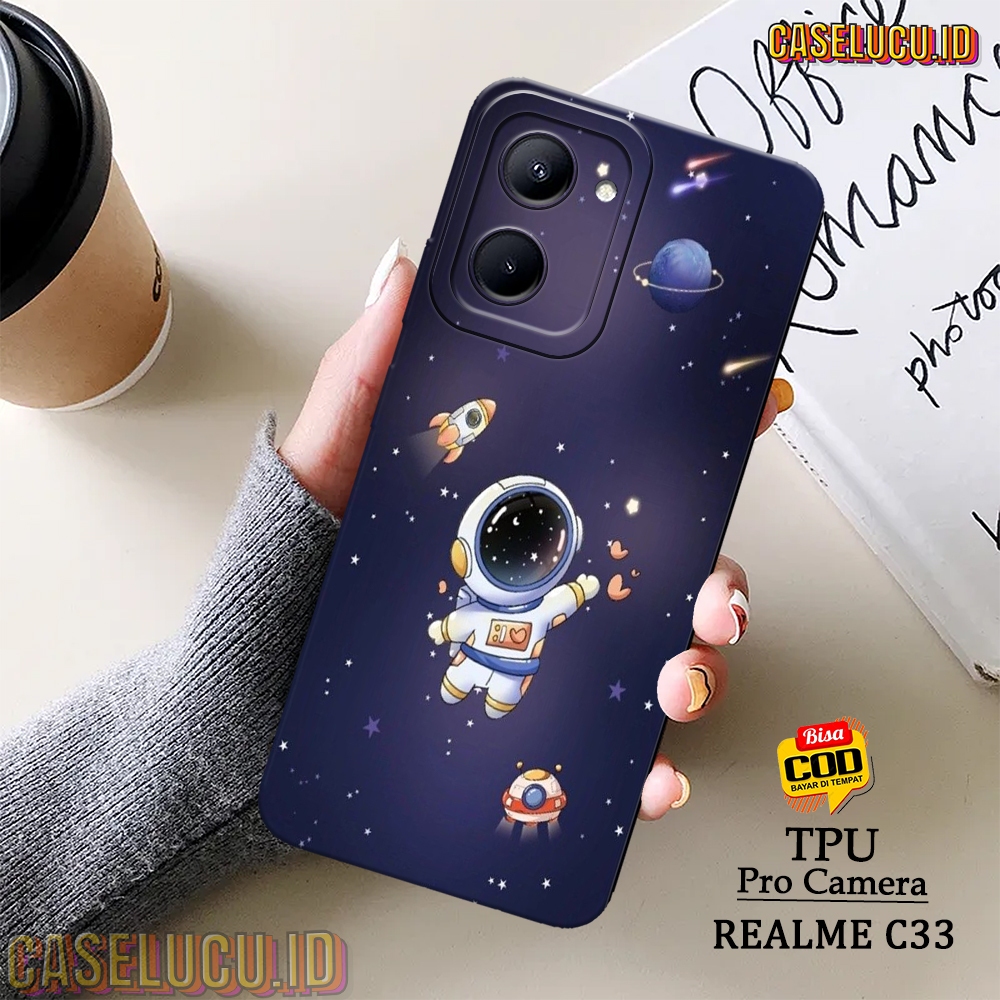 Casing Hp Realme C33 Terbaru - Fashion Case Astronot - Case Realme C33 - Soft Case Hp Realme C33 - K