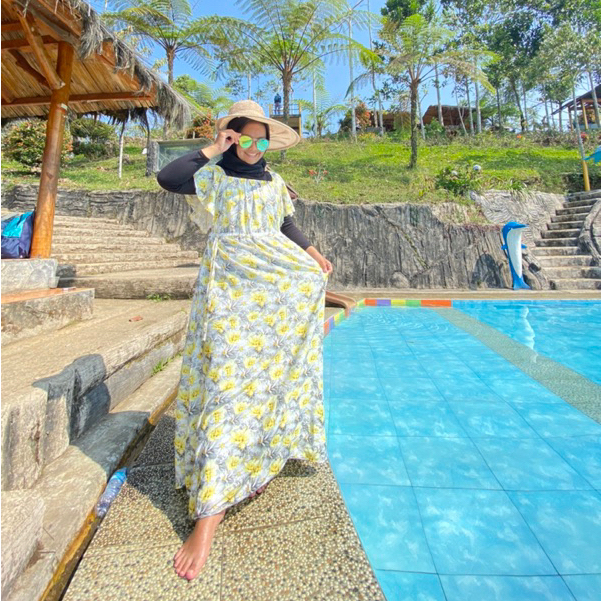 DASTER MANOHARA MOTIF KEKINIAN LENGAN PENDEK BUNGA