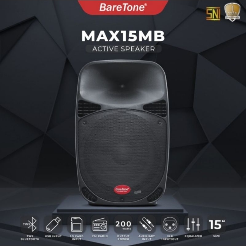 Speaker Aktif baretone 15 inch Max15mb 1 Pis Max 15MB Aktif TWS Bluetooth Baretone Original