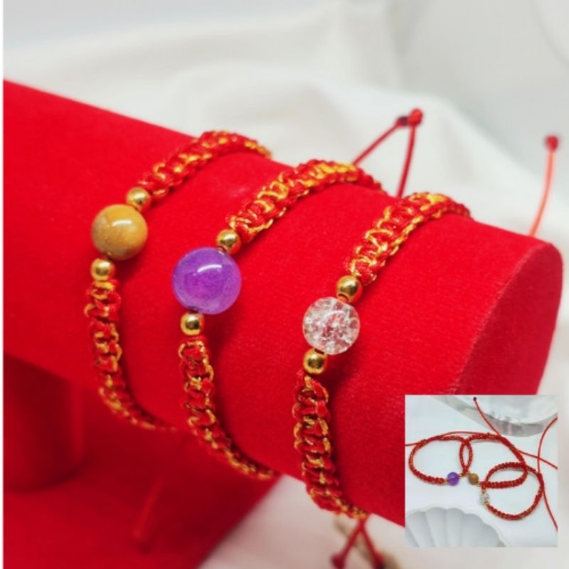 C0175 - Gelang giok tali merah pembawa keberuntungan // gelang anak anak/ dewasa hand made// gelang 