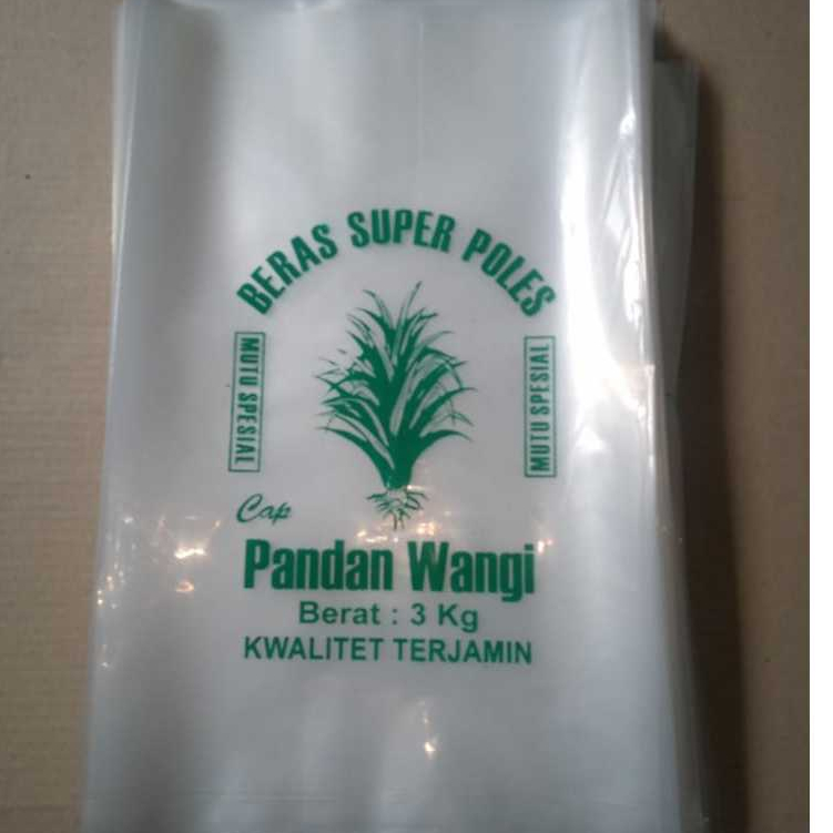 Plastik Beras Kemasan 3 kg sablon Cap Pandan Wangi Tebal Kuat Bisa di jahit Plastik PE Bening