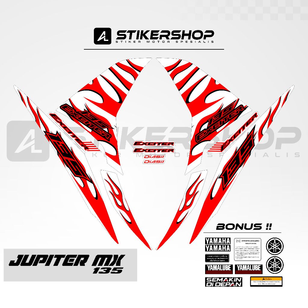JUPITER MX 135 / MX NEW 135 / STOCK DECAL /  EDISI FIRE DASAR PUTIH 004