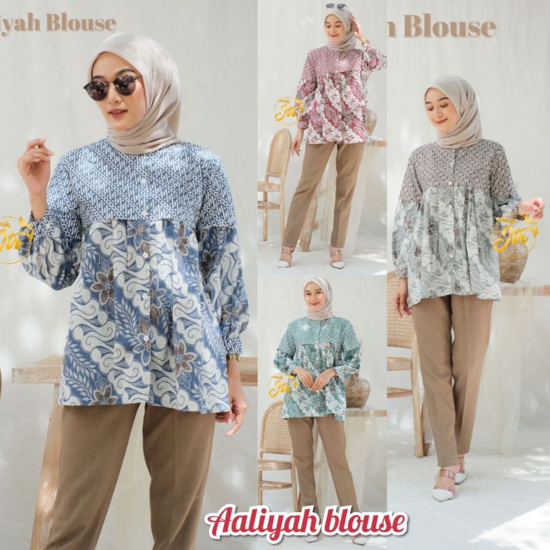Aaliyah Blouse Batik Kancing Depan Real Pict Baju Kerja Batik Wanita