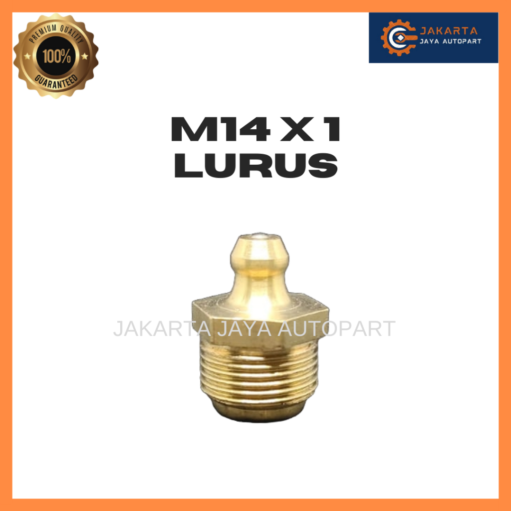 NEPEL GREASE 14MM M14*1 LURUS/ NIPPLE GREASE /NEPEL GEMUK KUNINGAN