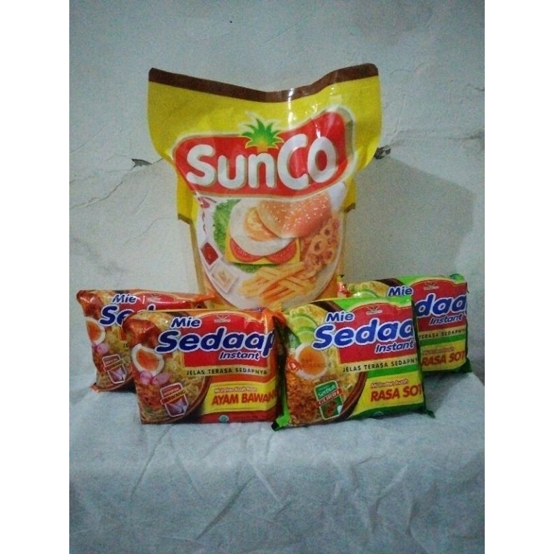 

PAKET B (SUNCO 2L + MIE SEDAP 4 pcs)