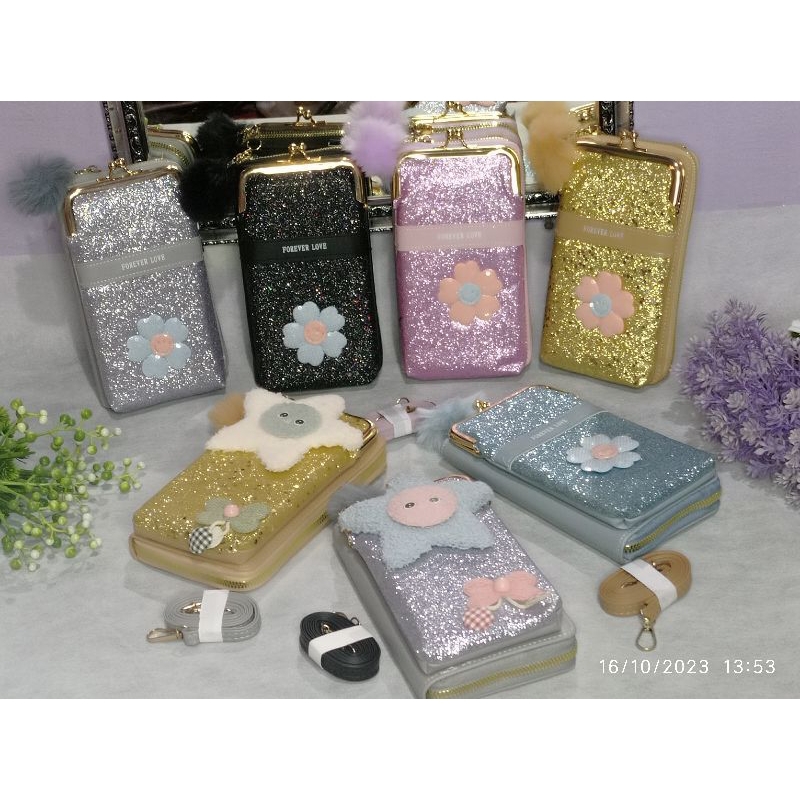 (𝙎𝙧𝙞𝙗𝙖𝙣𝙞) Tas HP behel import gliter Dompet HP behel gliter dompet HP behel Tas HP terbaru