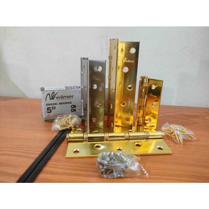 Engsel Pintu GOLD 2.5mm l Engsel Jendela TEBAL 5 inch l Stenlis Per Pasang + Skrup