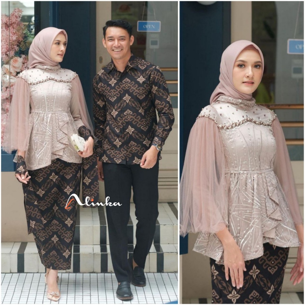 Kebaya modern wisuda couple batik brukat remaja terbaru mewah satu set pasangan keluarga baju pesta 