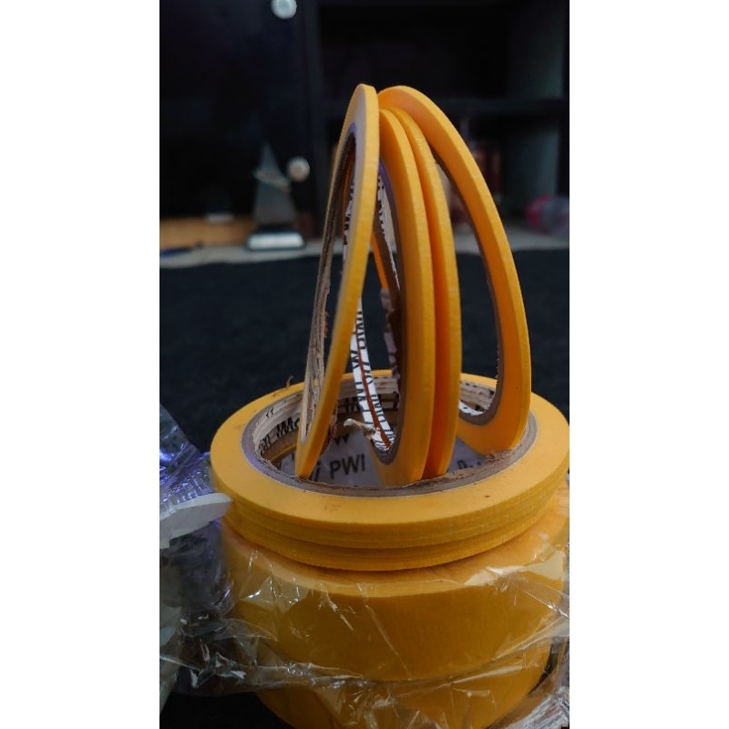 Isolasi Lakban Kertas Ukuran 1.5mm - 3mm Untuk Airbrush Grafis Warna Kuning