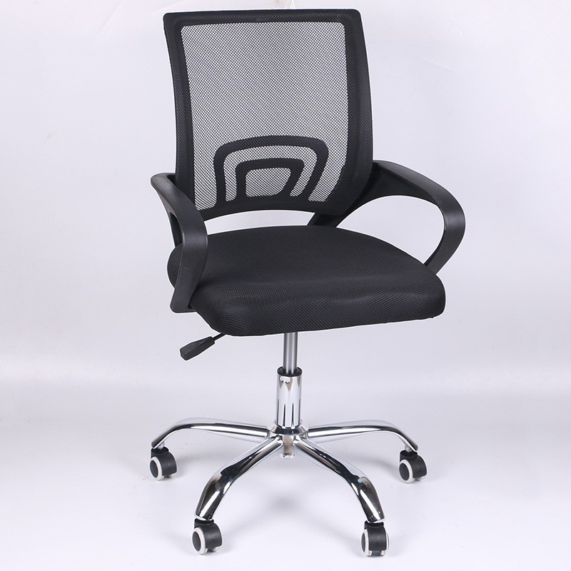 Kursi Kantor Jaring Kursi Kerja Kaki Roda Besi Chrome Hitam
