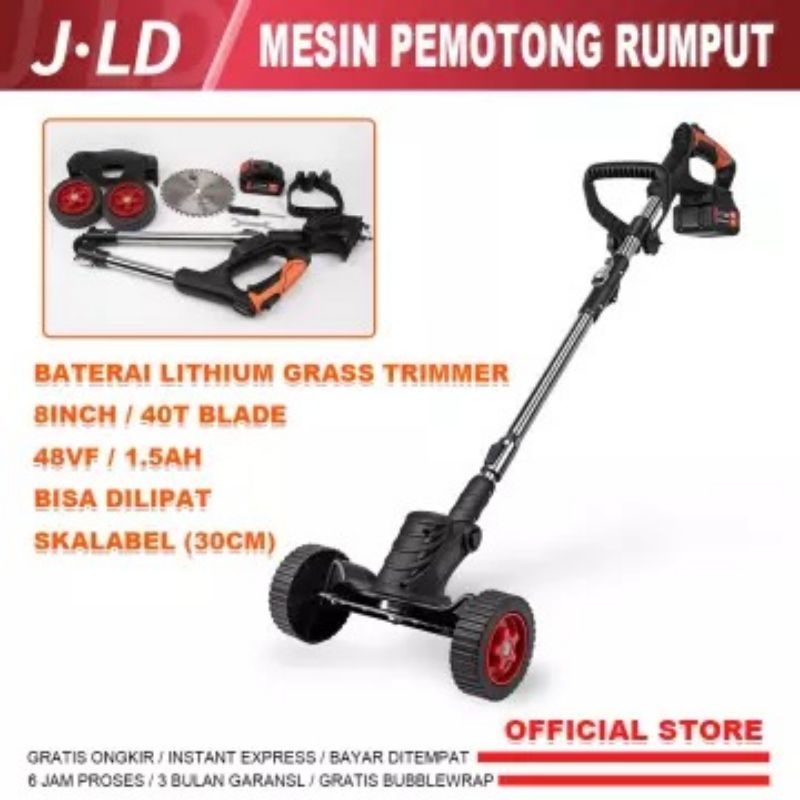 JLD Mesin potong rumput roda padi brush cutter cordless baterai tanpa kabel
