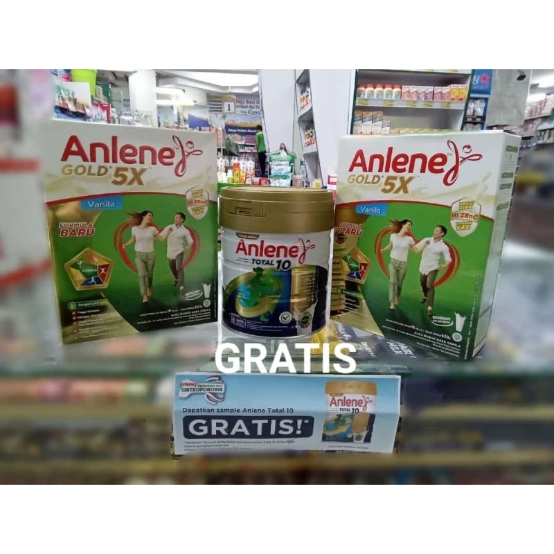 

ANLENE GOLD 5X VANILA/COKLAT(2X620 GRM FREE ANLENE TOTAL 10 400 GR VANILA)