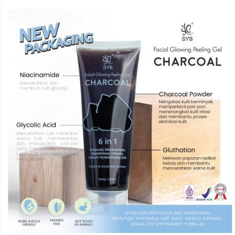 SYB Facial Glowing Peeling Gel Aloe Vera| Charcoal | SYB Pelling