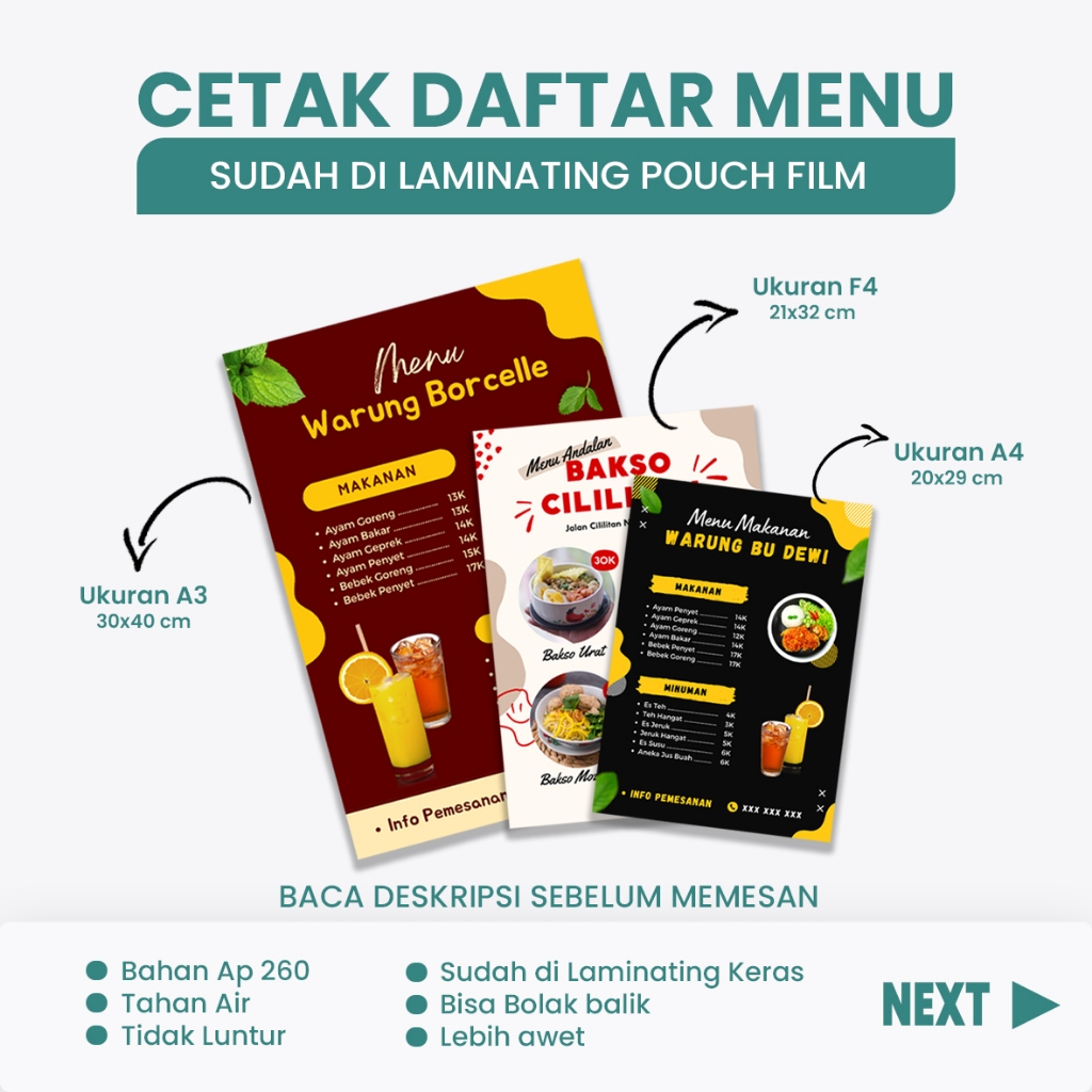 

Cetak Daftar menu Makanan dan Minuman