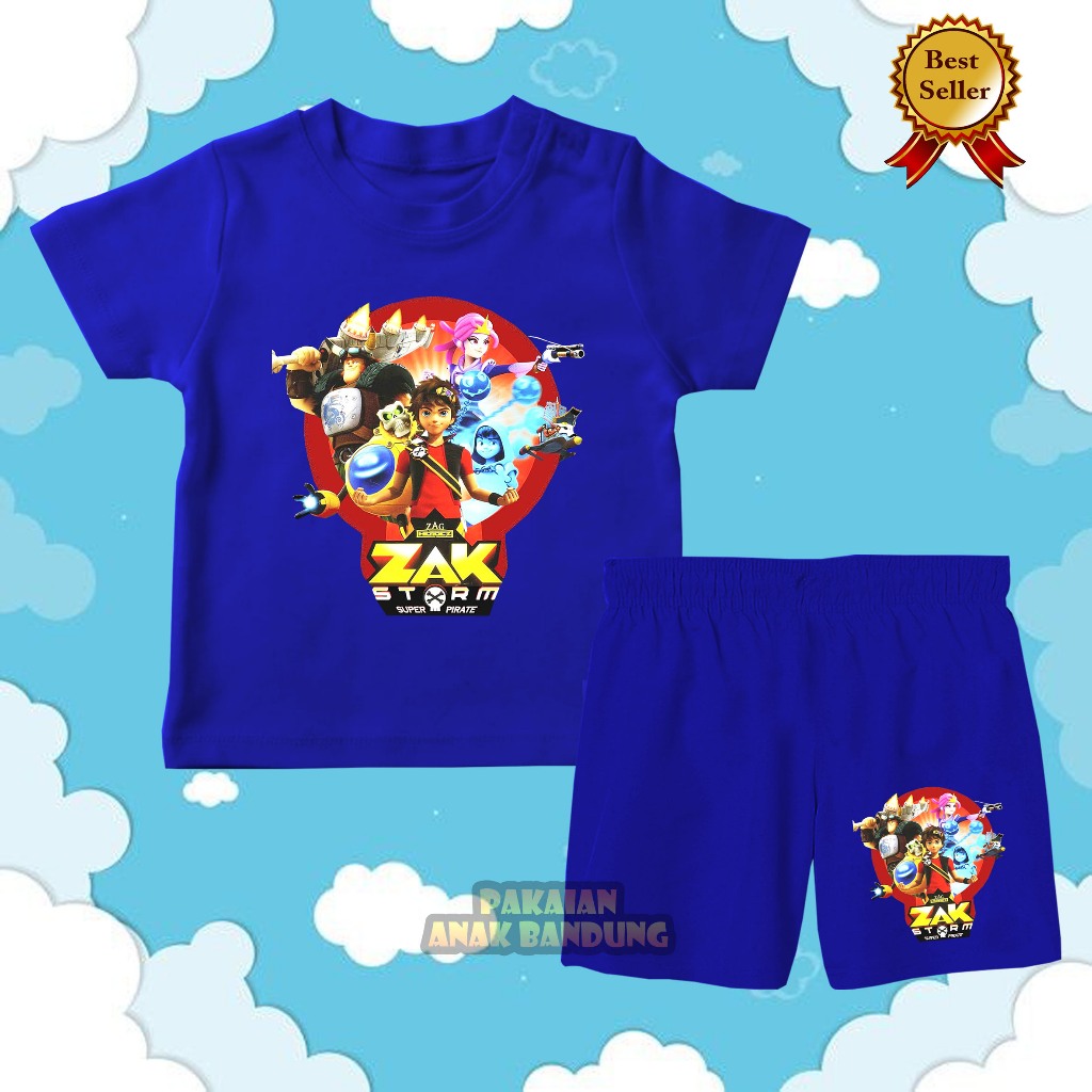 BAJU KAOS SETELAN ANAK ZAK STORM TERBARU BAHAN PREMIUM UNISEX