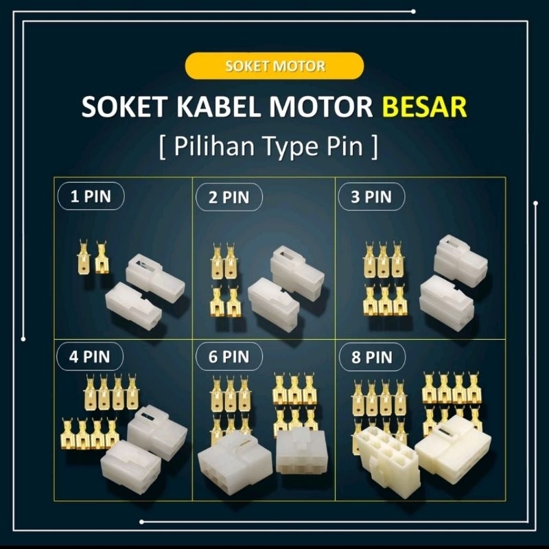Soket Kabel MOTOR KECIL 2 Pin 3 Pin 4 Pin 6 Pin 9 Pin