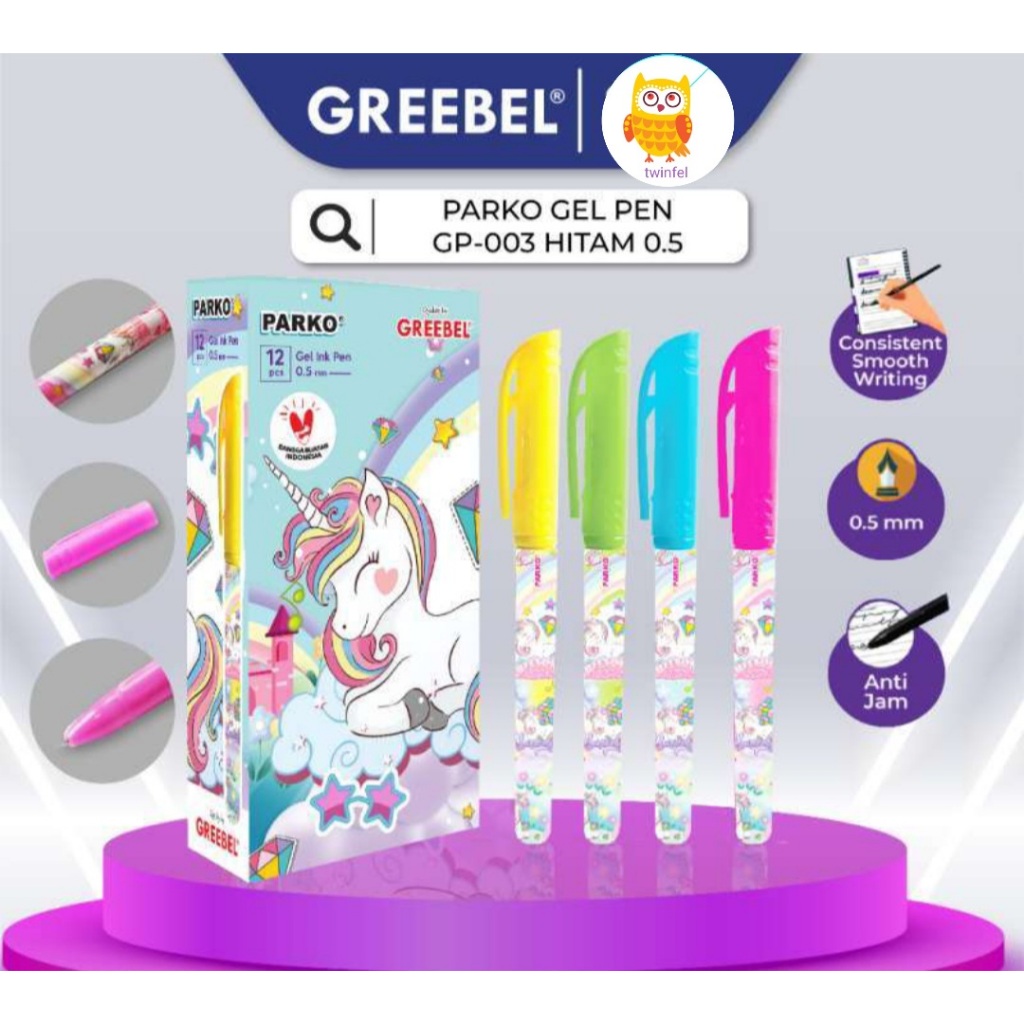 

PARKO GEL PEN GP-003 HITAM 0.5 (Pen/Pulpen)/Harga Per pcs