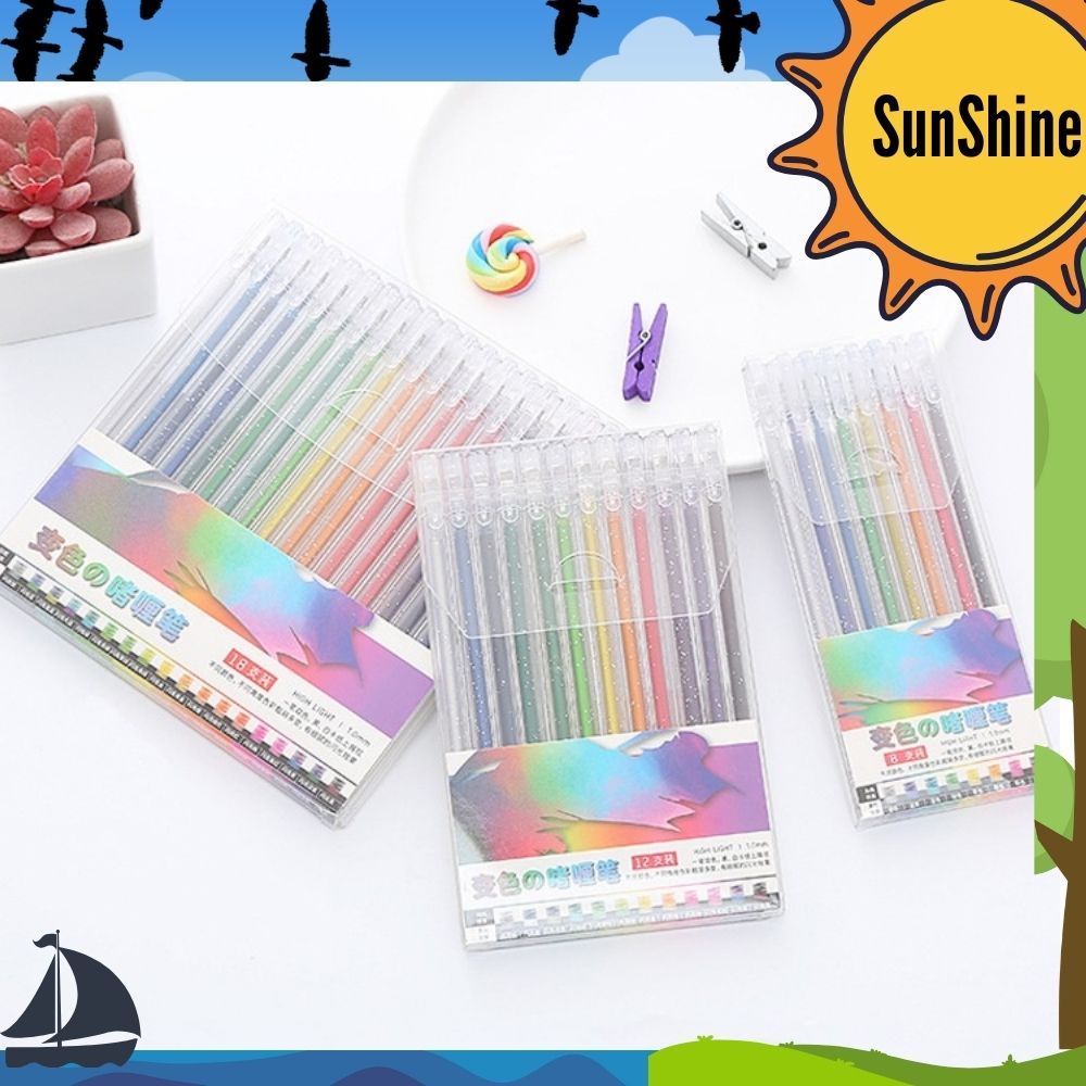 

✨Sunshine Fancy✨ Set 12 Pcs Pulpen Gel Glitter Aneka Warna S0235