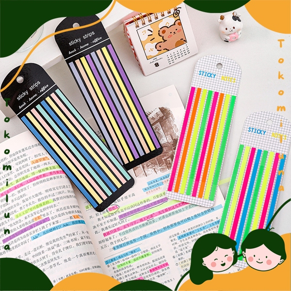 

Sticky notes strips transparan pengganti highlighter lucu cute penanda buku kawai aesthetic HB1399